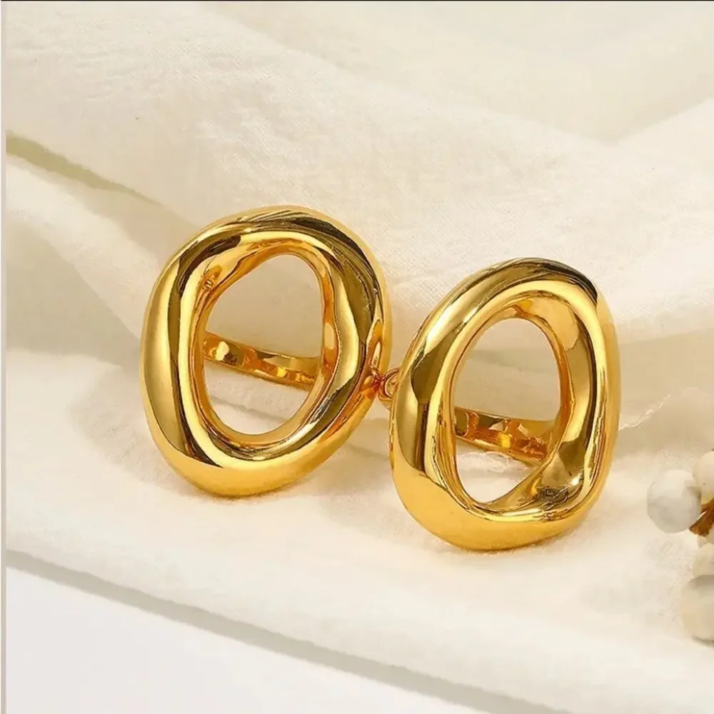 Stainless Steel Hollow Out Gold Ring